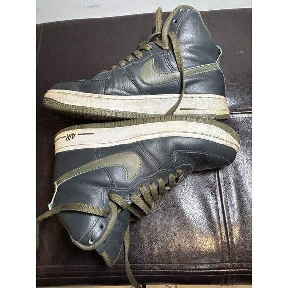 Nike Men's Air Force 1 Shoes Size 7 Black and Olive Green High Tops - Picture 5 of 7